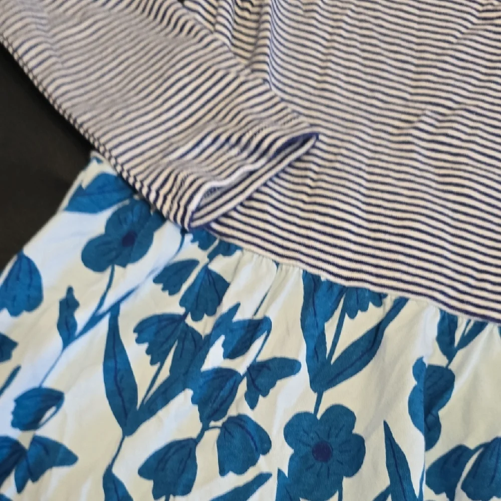 Tea Collection Girls 10 Blue Striped and Floral Dress